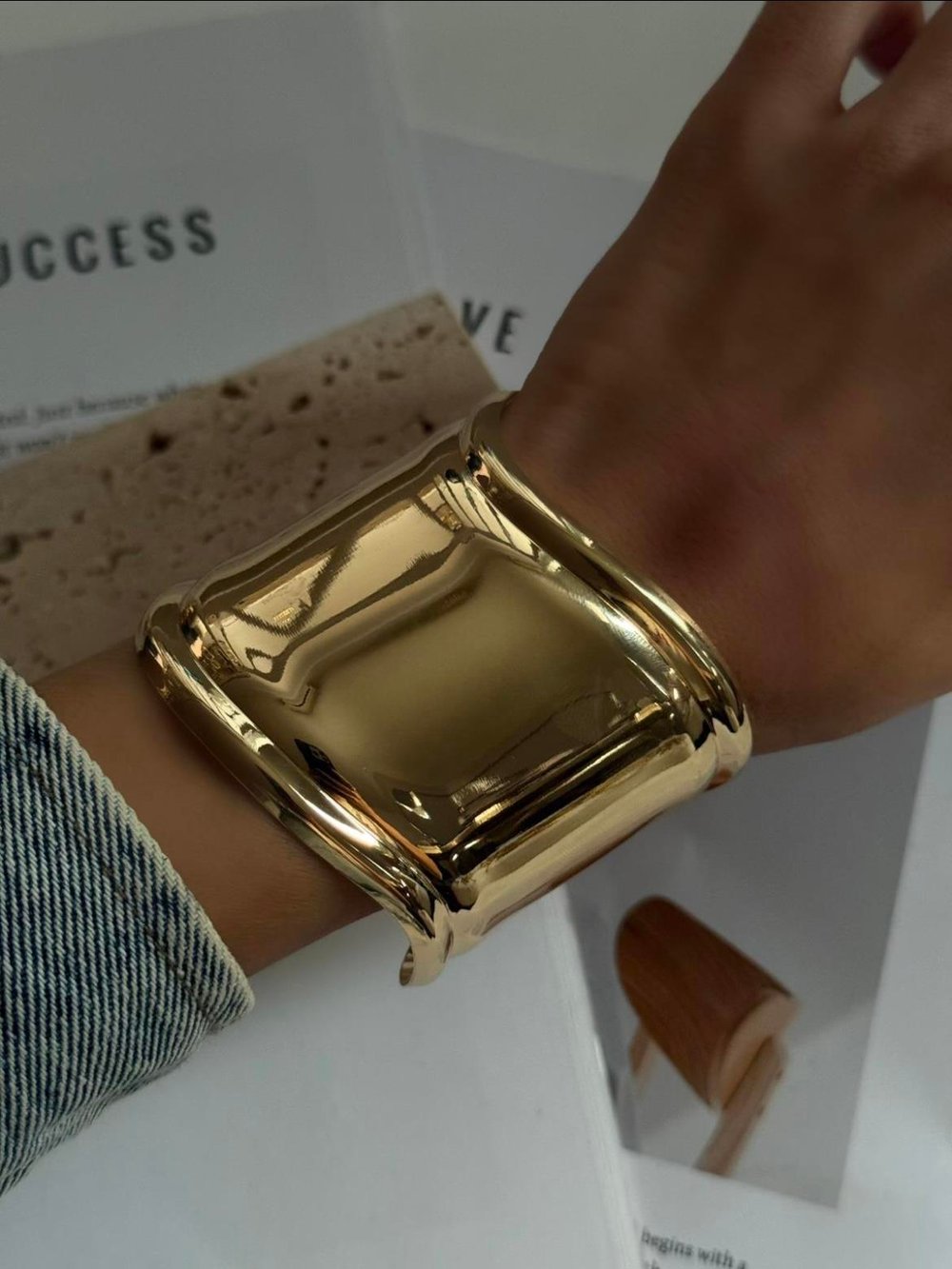 Gold metal cuff bracelet 