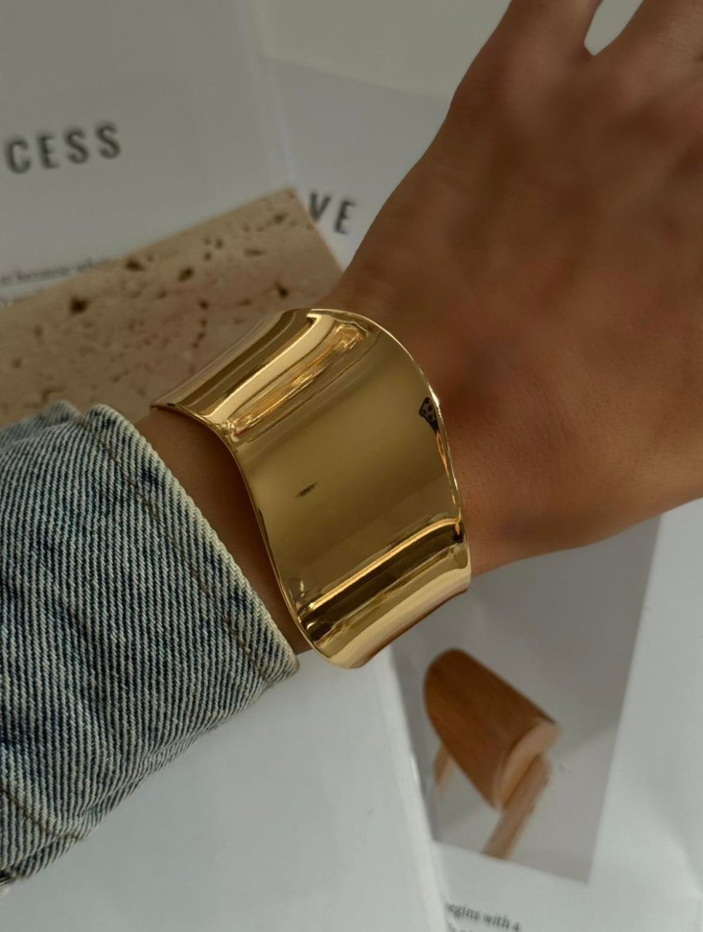 Zincir Form İkili Gold Kadın Kelepçe