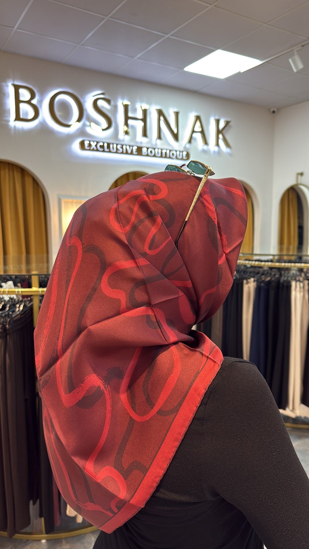 BELLİ Bordo Soyut Desen %100 Twill İpek Eşarp 4309 - 31