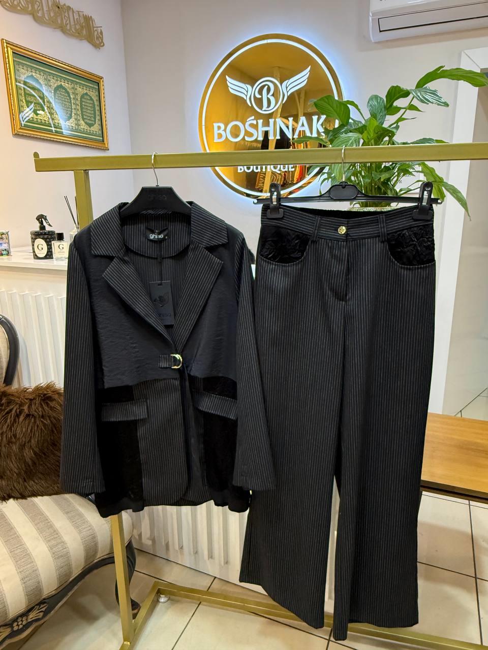 GHİSA 3074 ÇİZGİLİ CEKETLİ TAKIM