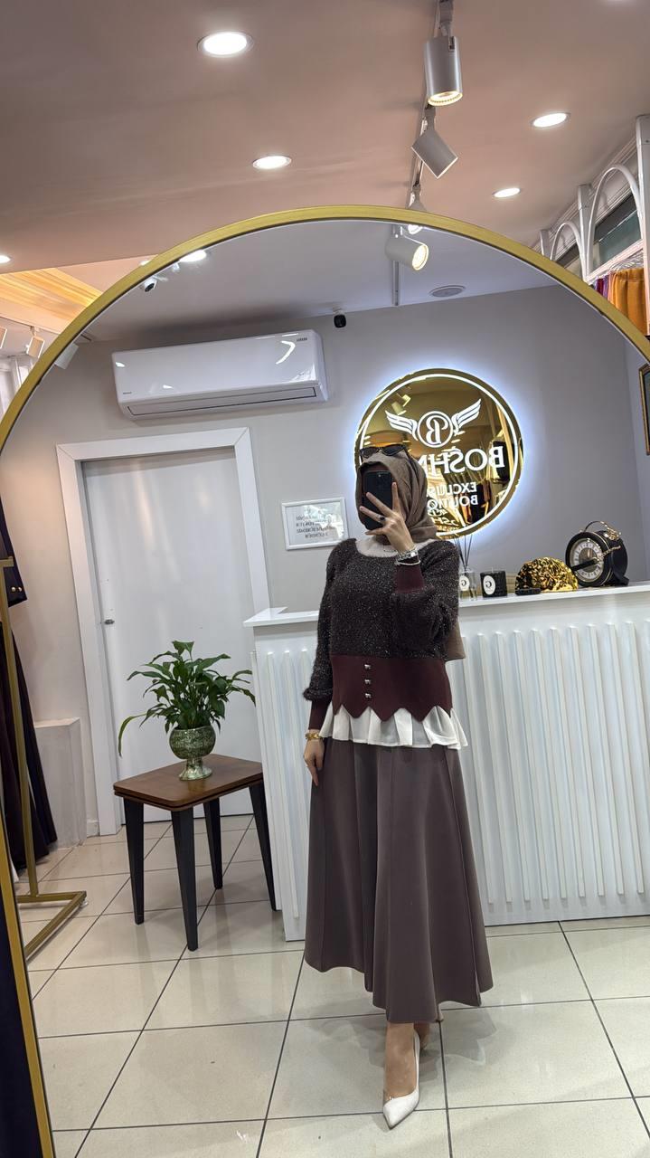 GHİSA 4288 GÖMLEK DETAYLI ETEK ÜSTÜ TUNİK