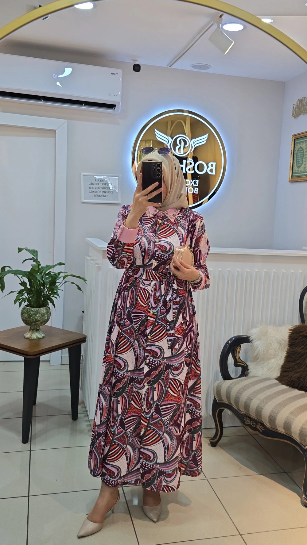 GHİSA 4925 ŞAL DESEN ELBİSE