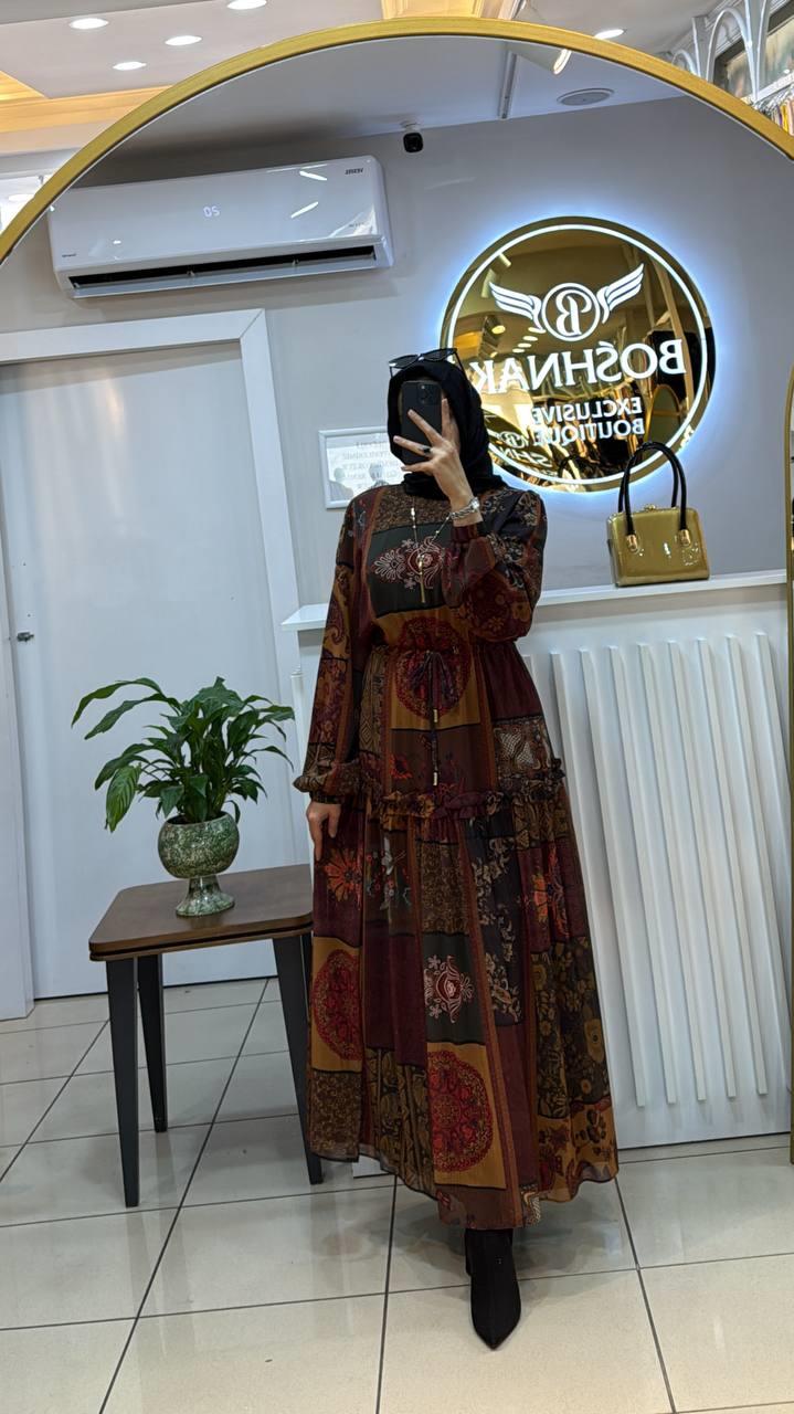 MİSSEMRAMİSS 4908 LAYERS DESENLİ ELBİSE 