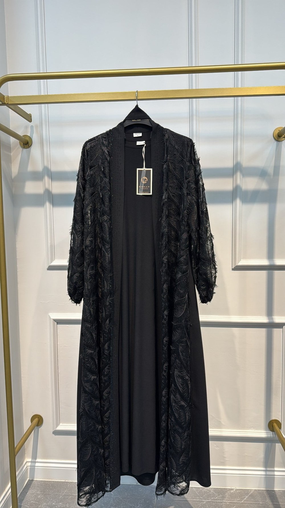 ORHAN 2853 İÇ ELBİSELİ YAPRAK DESEN ABAYA 