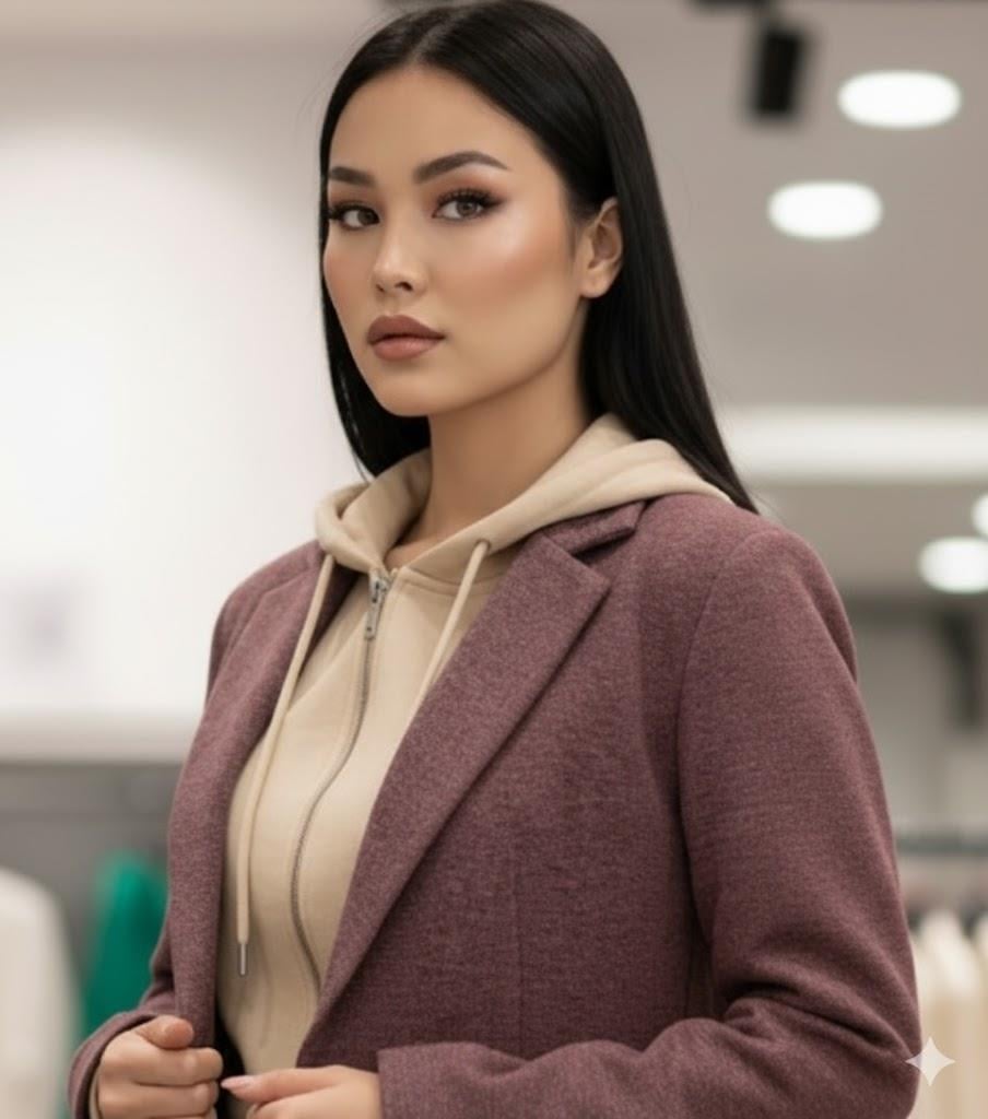 BORDO  SWEET DETAYLI CEKET KAPŞONLU
