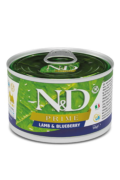 N&D PRIME Kuzu & Yaban mersini. Yetişkin köpekler için formüle edilmiş tam mamadır. 140gr