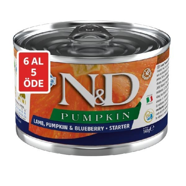 N&D Pumpkin Starter Kuzulu Yaban Mersinli Tahılsız Küçük Irk Yavru Köpek Konservesi 6X140gr