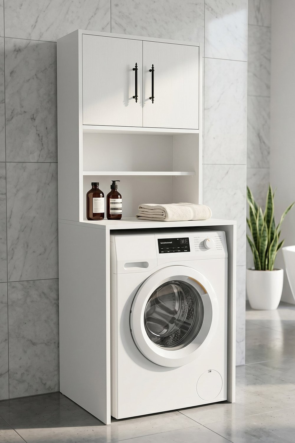 Ahşap Çok Amaçlı ,Saklama Alanlı, Çamaşır Makinesi Üstü Dolabı 6009