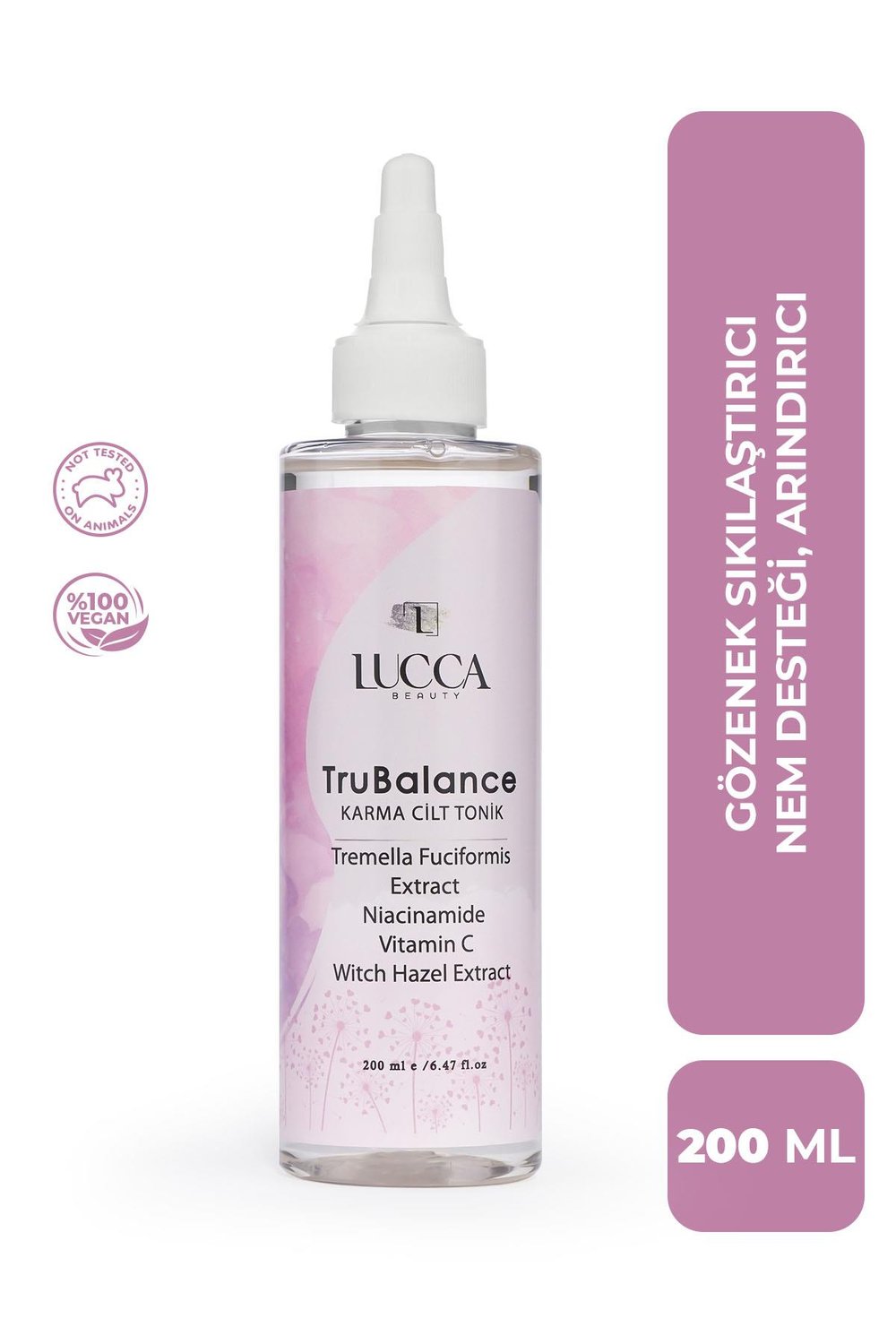Lucca TruBalance Karma Cilt Tonik 200 ml - Witch Hazel Ekstresi, Aloevera, Yeşilçay Ekstresi ve Antioksidan İçeren Tonik