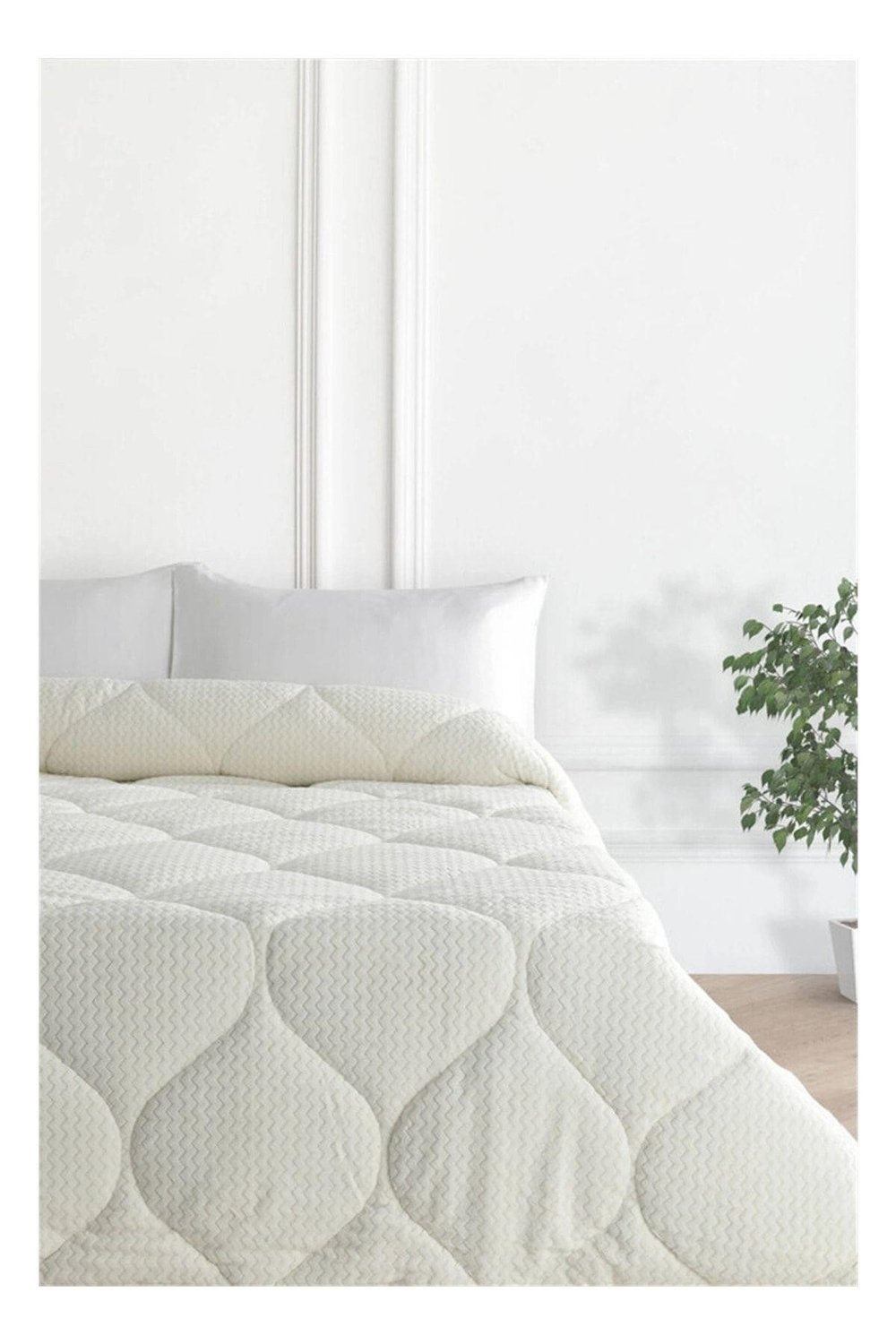 Merinos Micro Çift Kişilik Zikzak Yorgan Krem