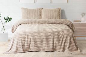 Modern Twist 3 Parça Battaniye Seti Çift Kişilik Battaniye Seti Mocha