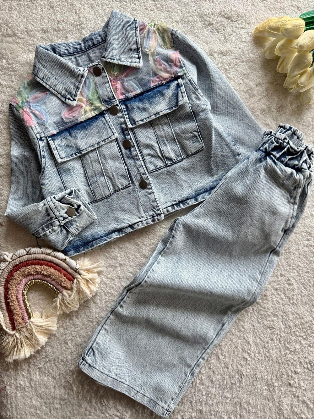 Kız çocuk denim 2li takım