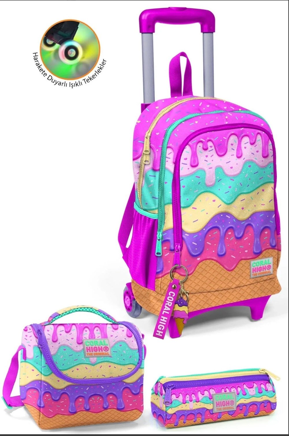Coral High 3lü çekçekli çanta seti SET0123931