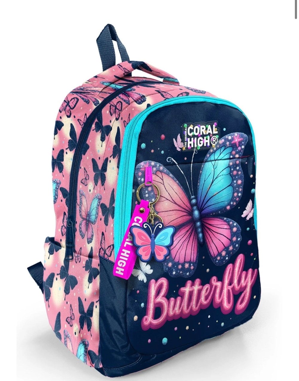 Coral High Kids Kelebek Desenli Üç Bölmeli Okul Sırt Çantası 33249