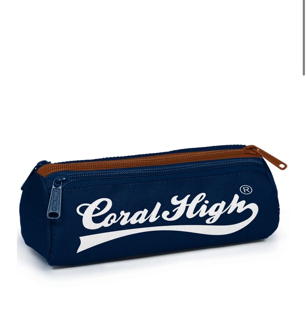 Coral High Kids Lacivert Kahverengi Desenli Üç Bölmeli Kalem Çantası 31036