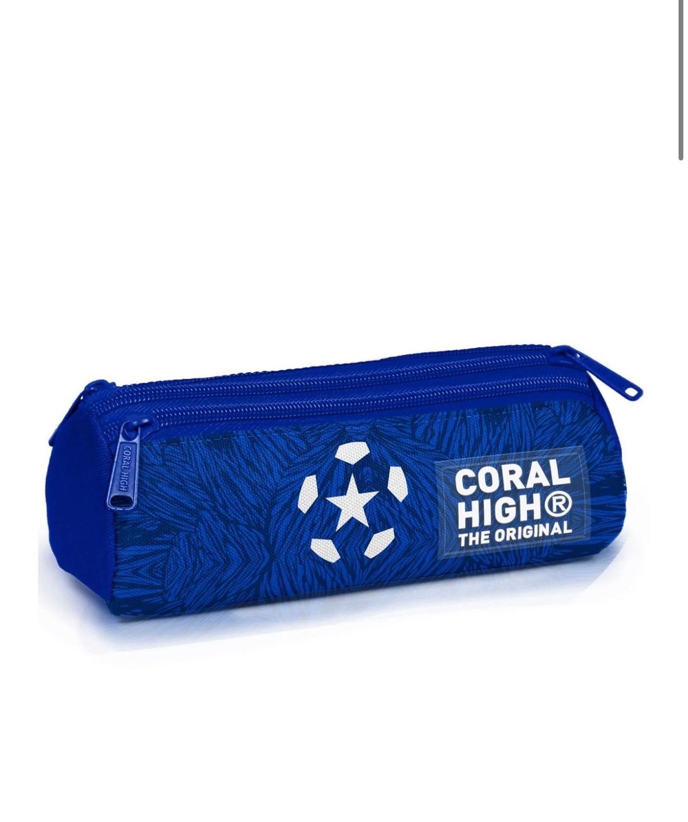 Coral High Kids Lacivert Saks Futbol Desenli Üç Bölmeli Kalem Çantası 11197