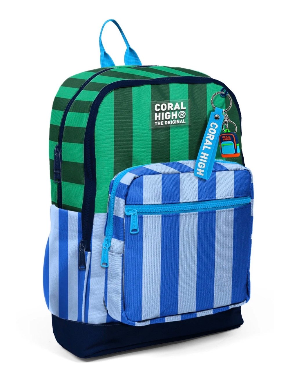 Coral High Kids Mavi Yeşil Çizgi Desenli Okul Sırt Çantası 33211