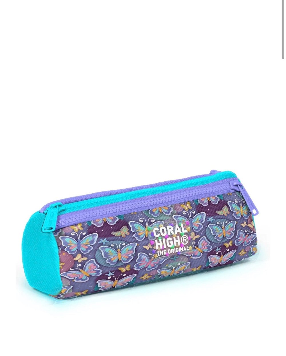 Coral High Kids Pastel Renkli Kelebek Desenli Üç Bölmeli Kalem Çantası 31006