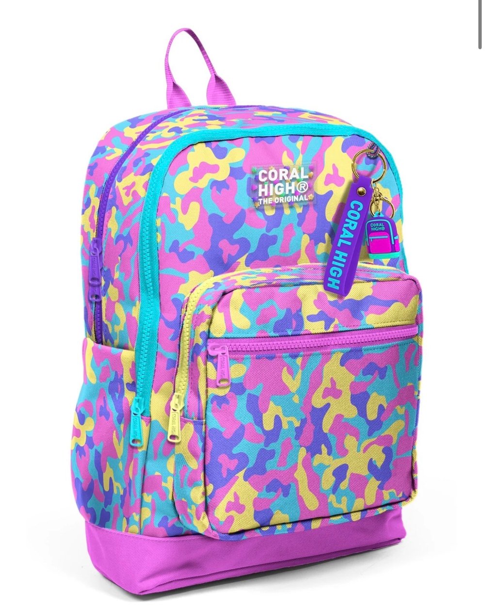 Coral High Kids Pembe Sarı Lavanta Kamuflaj Desenli Okul Sırt Çantası 33201
