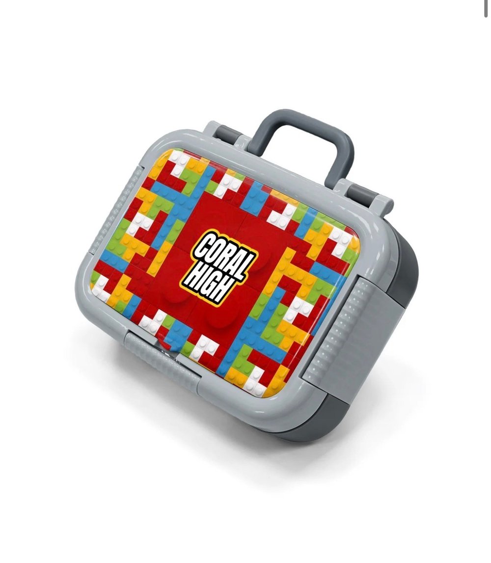 Coral High Kids Renkli Blok Desenli Paslanmaz Çelik Beslenme Kabı 39283
