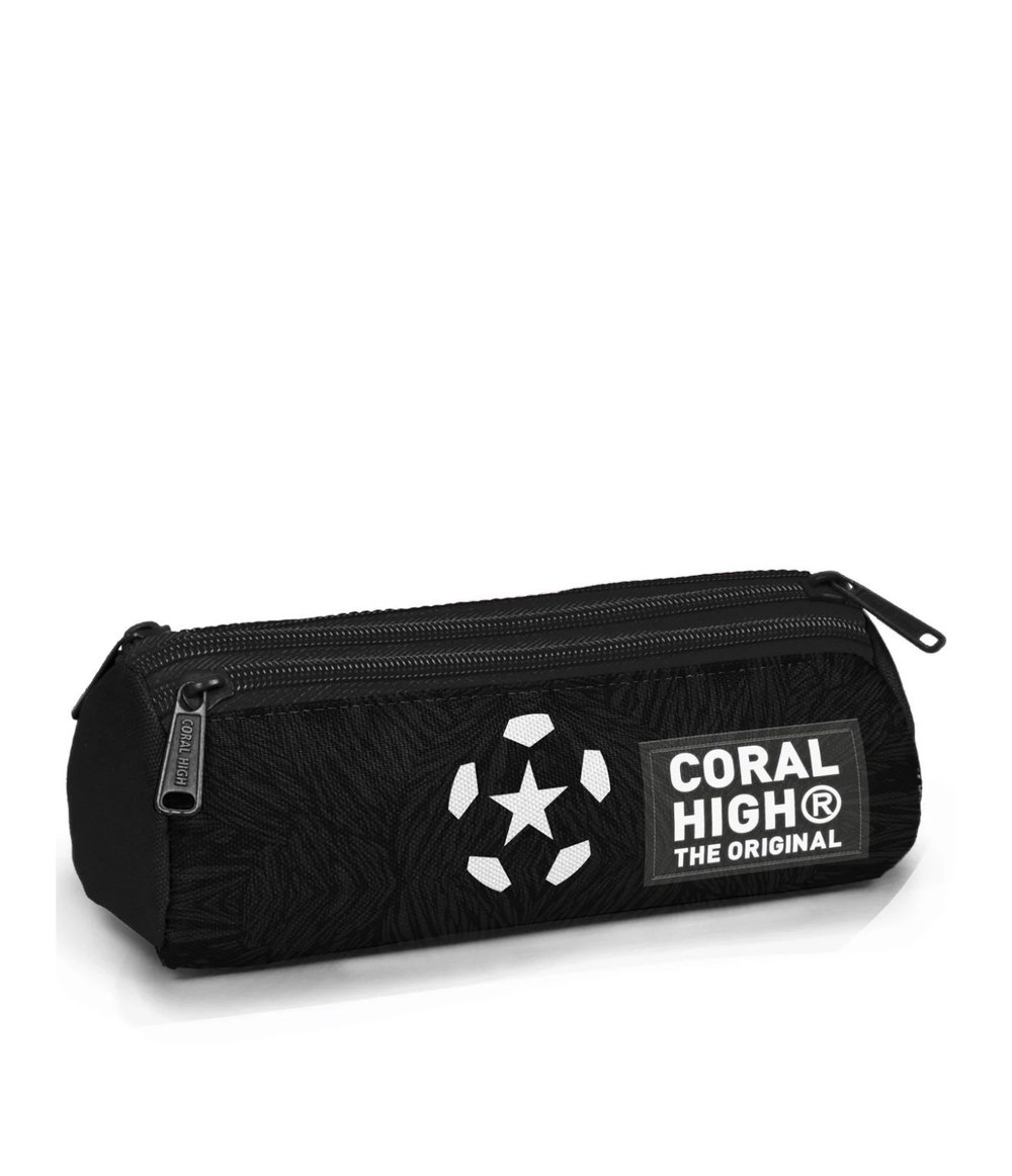 Coral High Kids Siyah Futbol Desenli Üç Bölmeli Kalem Çantası 11198