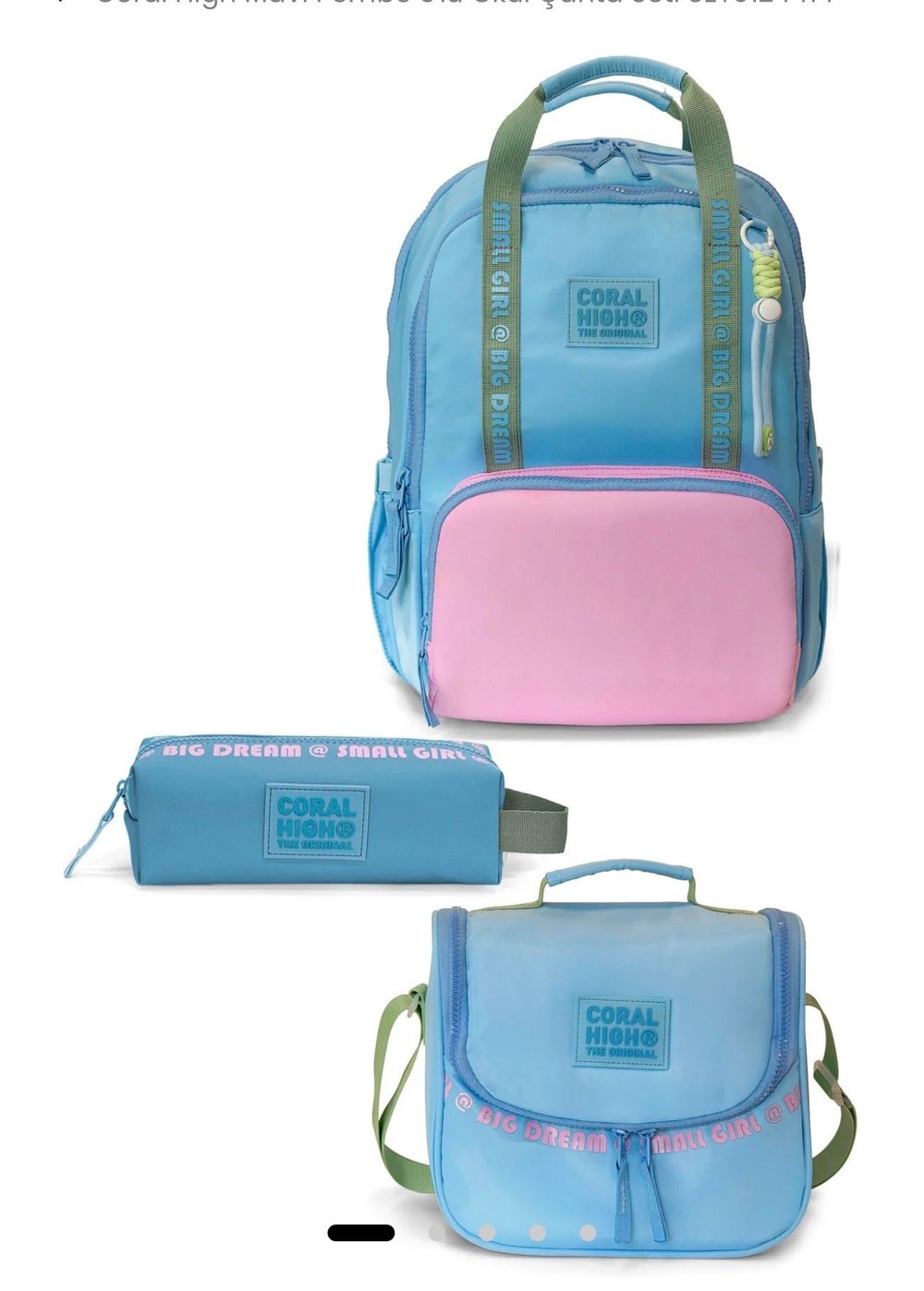 Coral High Mavi Pembe 3'lü Okul Çanta Seti SET0124414