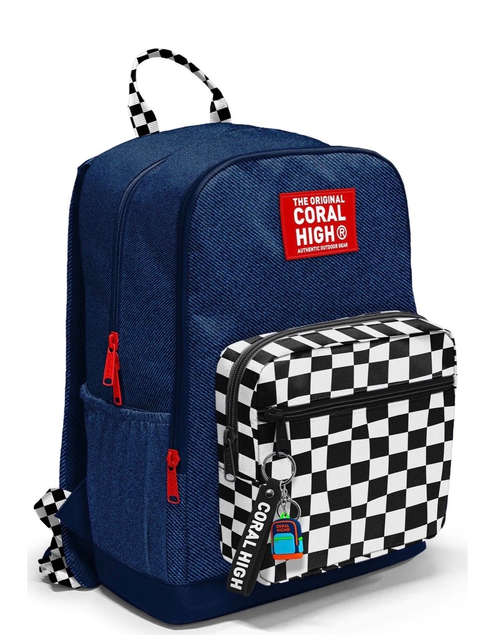 Coral High Siyah Beyaz Dama Desenli Okul Sırt Çantası 33234