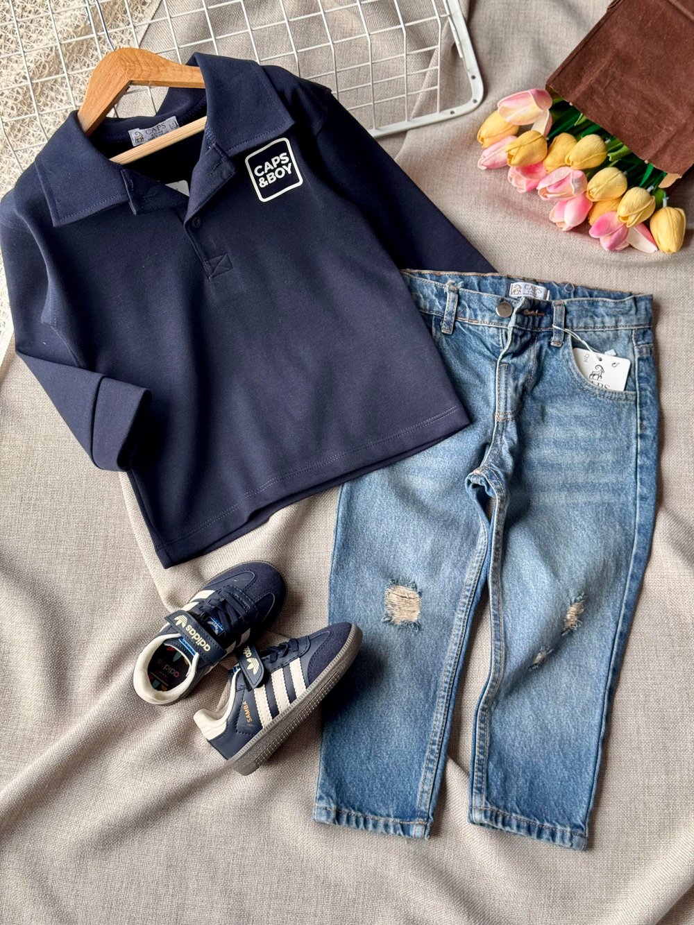 Erkek çocuk polo yaka sweat-jean takım