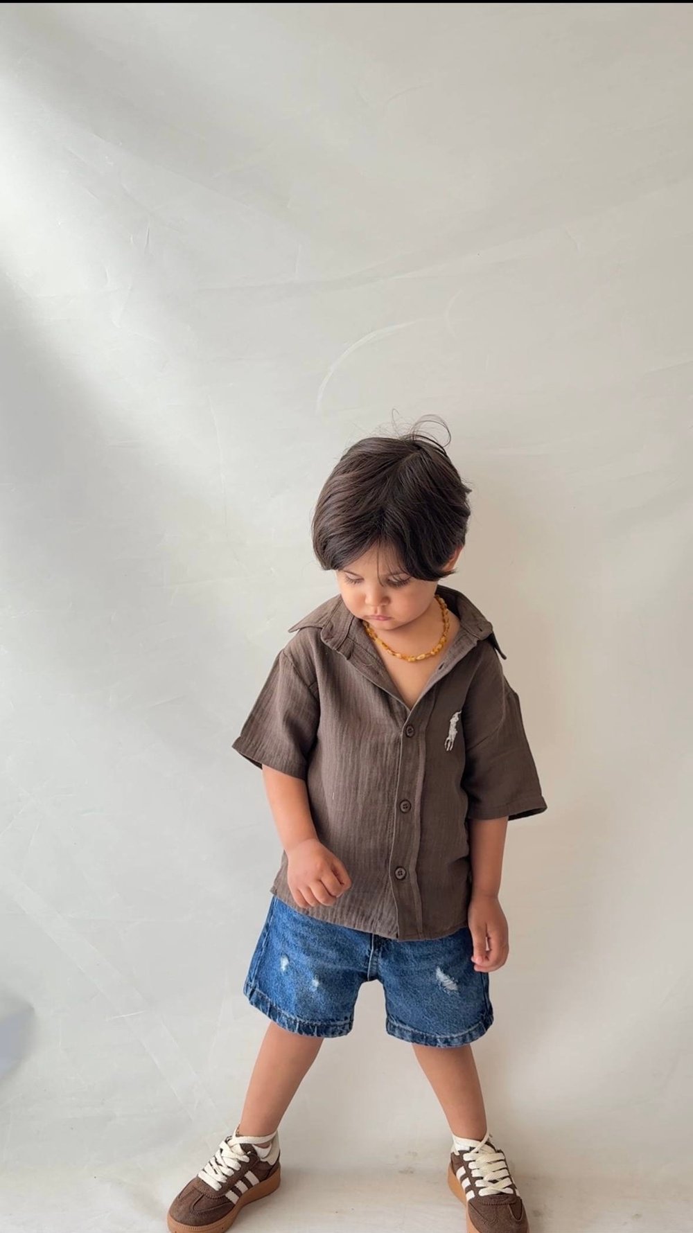 Erkek çocuk yazlık müslin gömlek denim şort