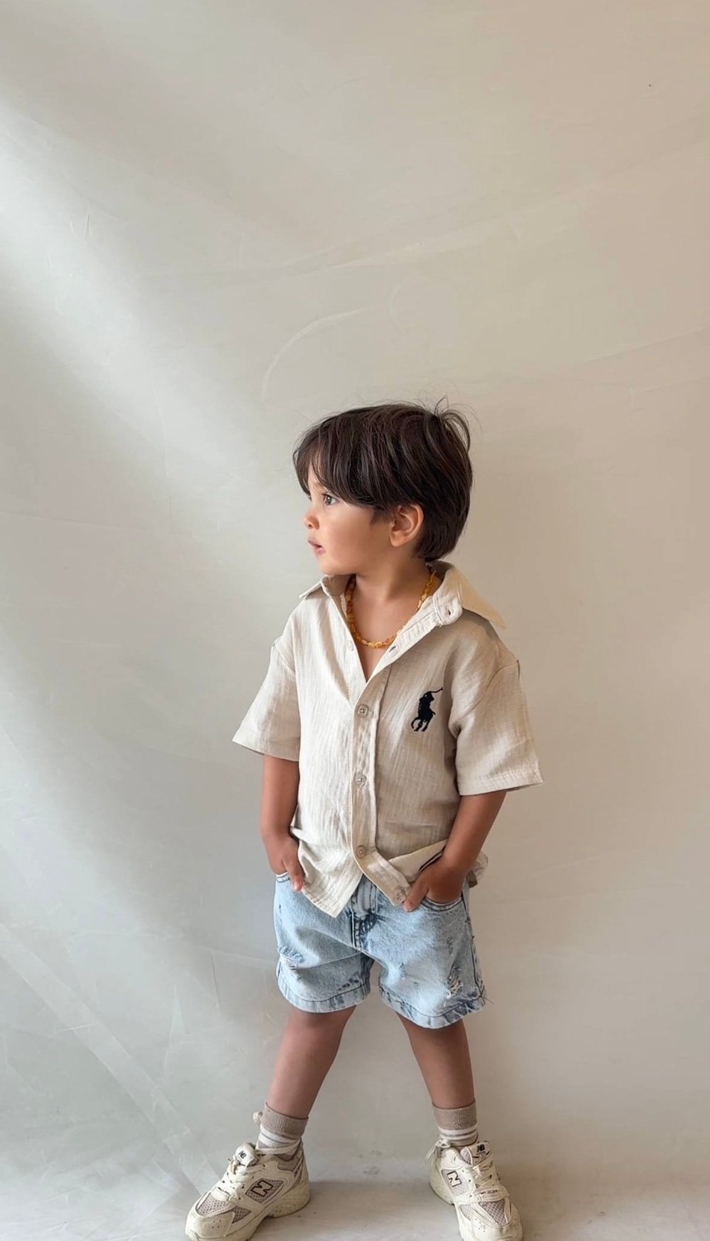 Erkek çocuk yazlık müslin gömlek denim şort
