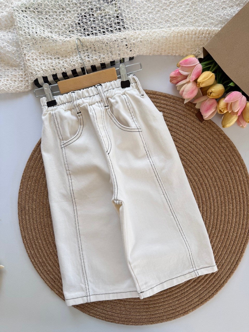 Laciel kontrast dikişli unisex jean