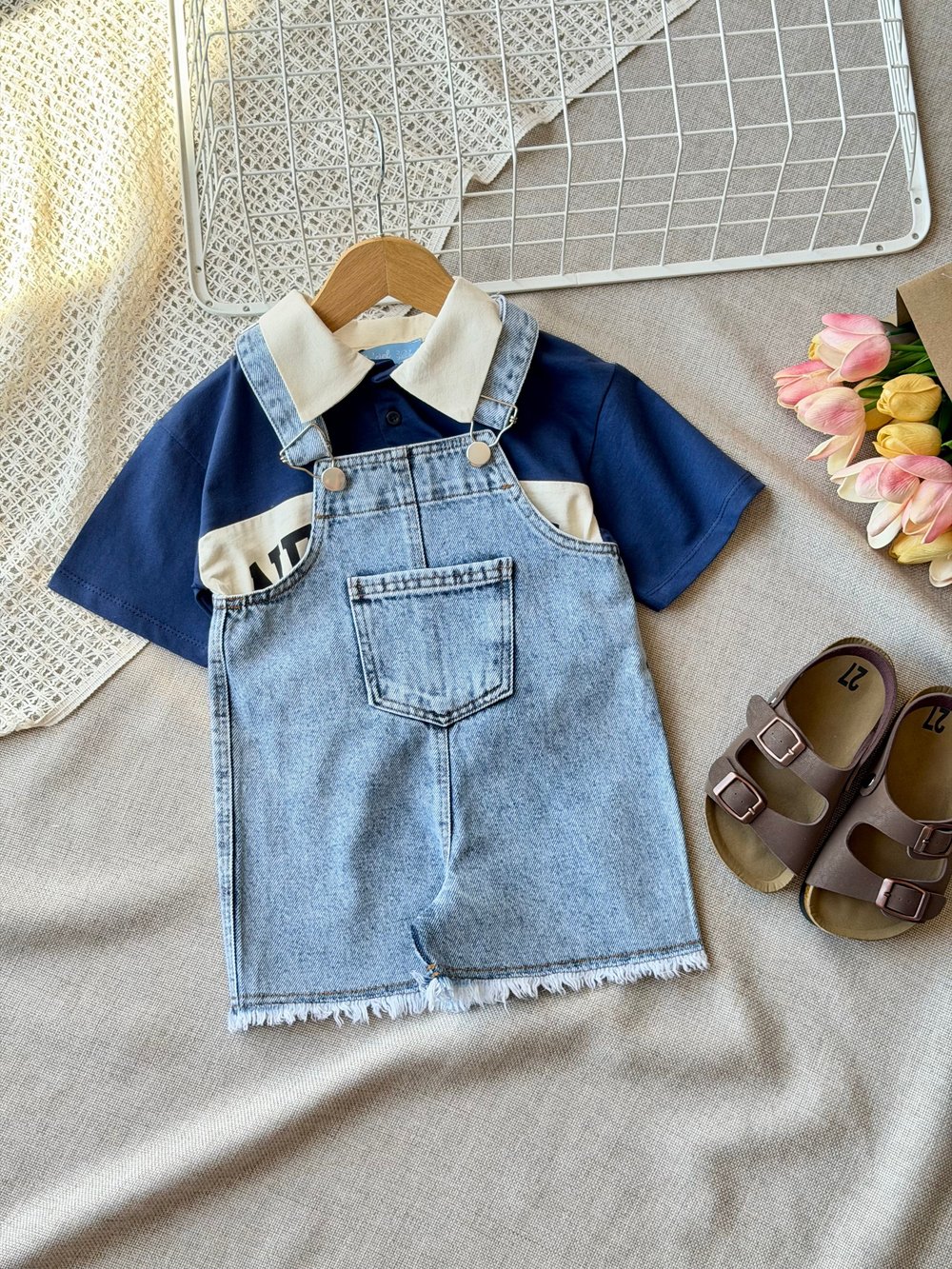 Unisex denim salopet