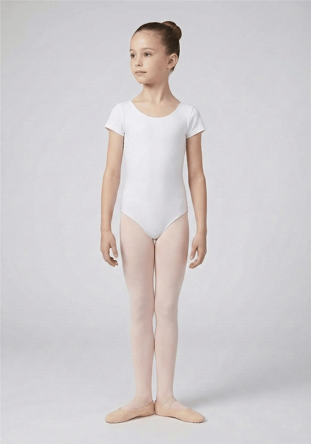 Gymo Dancewear Bale Mayosu Studio Basic Kısa Kol Beyaz