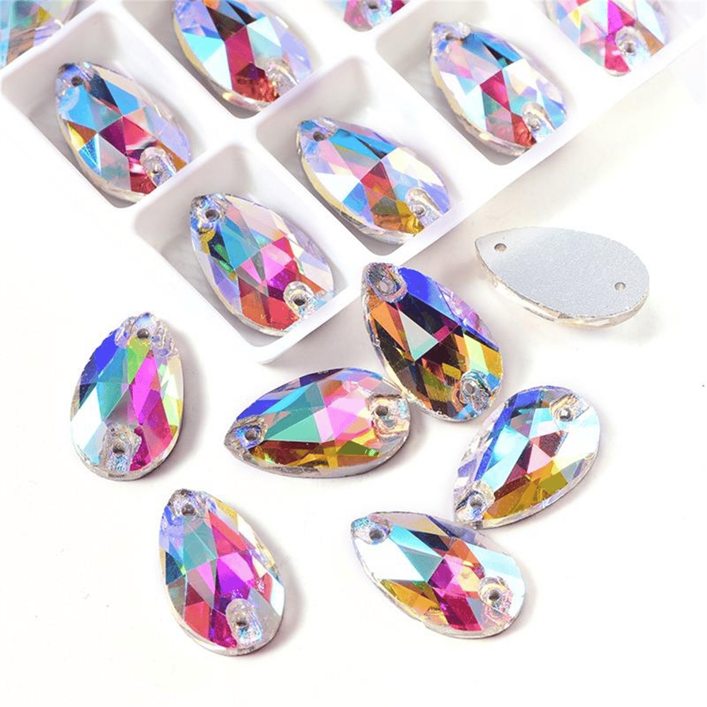Gymo Premium Dikme Kristal Teardrop 13*18mm Crystal AB 20 Ad.