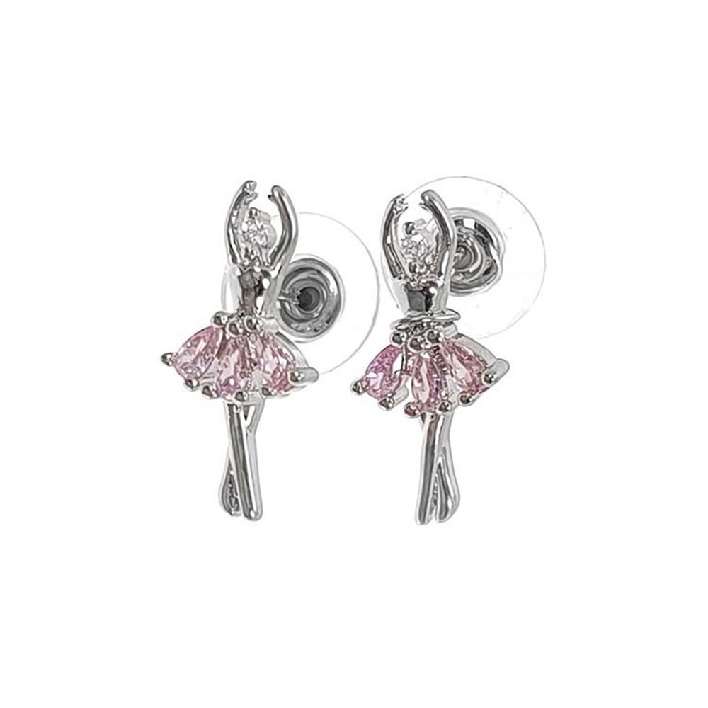 Taşlı Balerin Küpe Pembe GRDF300295-2