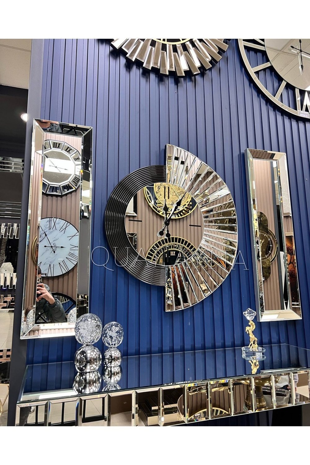 3’lü 70 cm Yelpaze Saat ve 25*90 cm Aynalar Seti