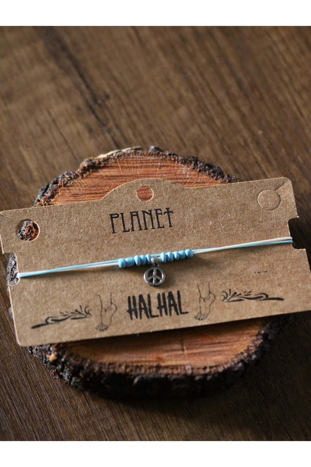 Barış Sembollü Mavi Boncuklu Halhal & Bileklik