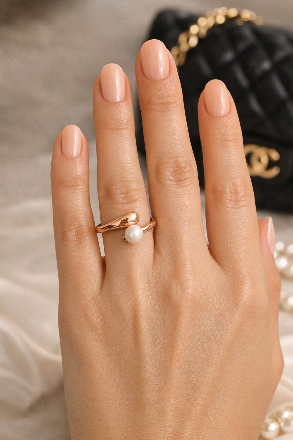 İnci Taneli Çelik Yüzük