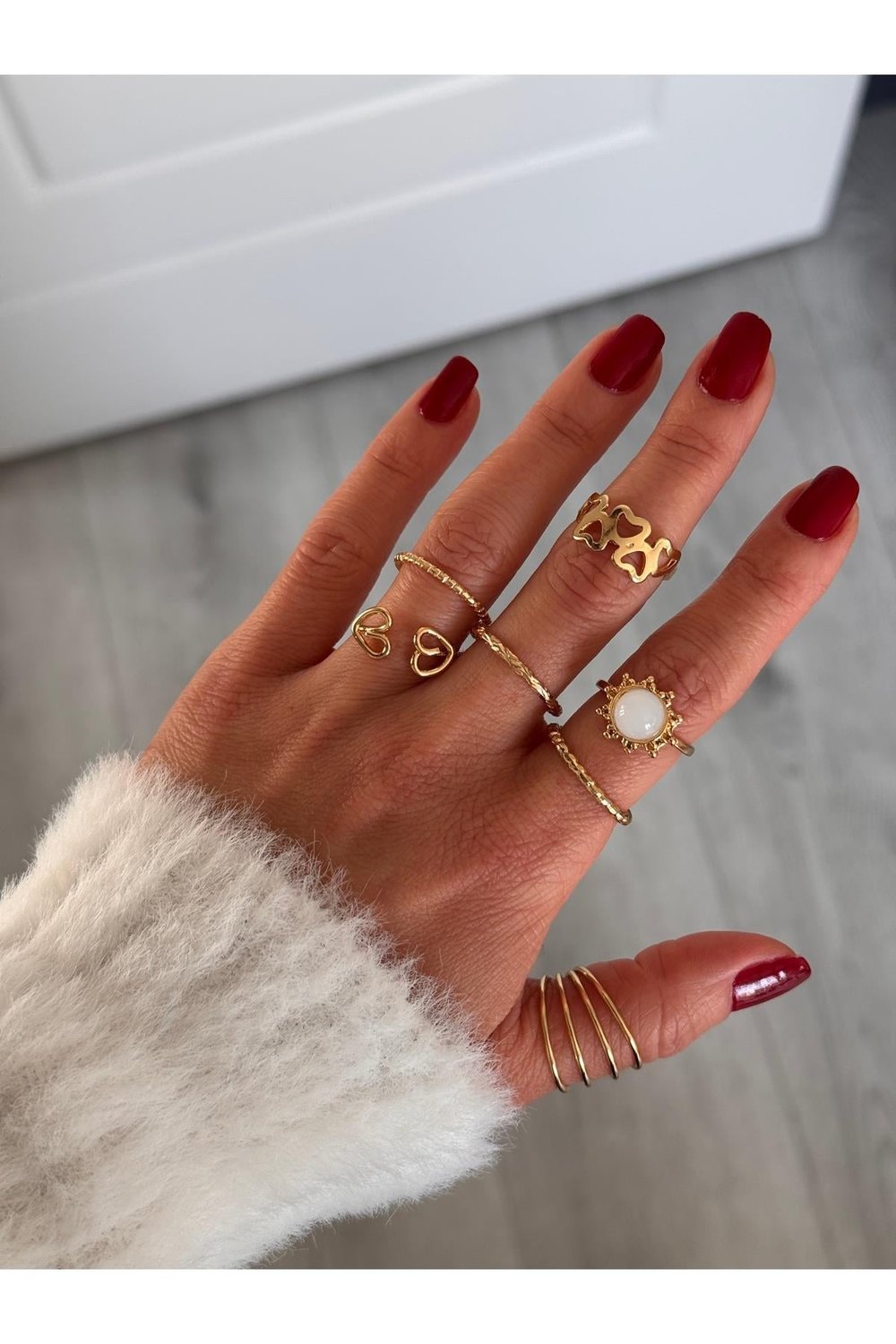 Gold Yüzük Set | 10 Adet Yüzük | 10'lu Yüzük Kombin | Numarasız Yüzük