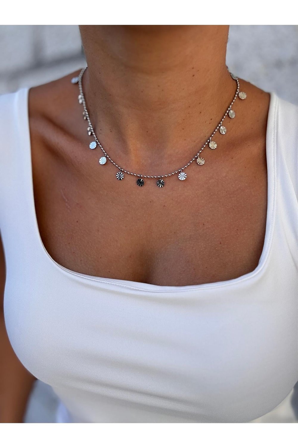 Renk Atmaz İthal 1. Sınıf Kaplama Pullu Kolye | Top Zincir Pullu Kolye