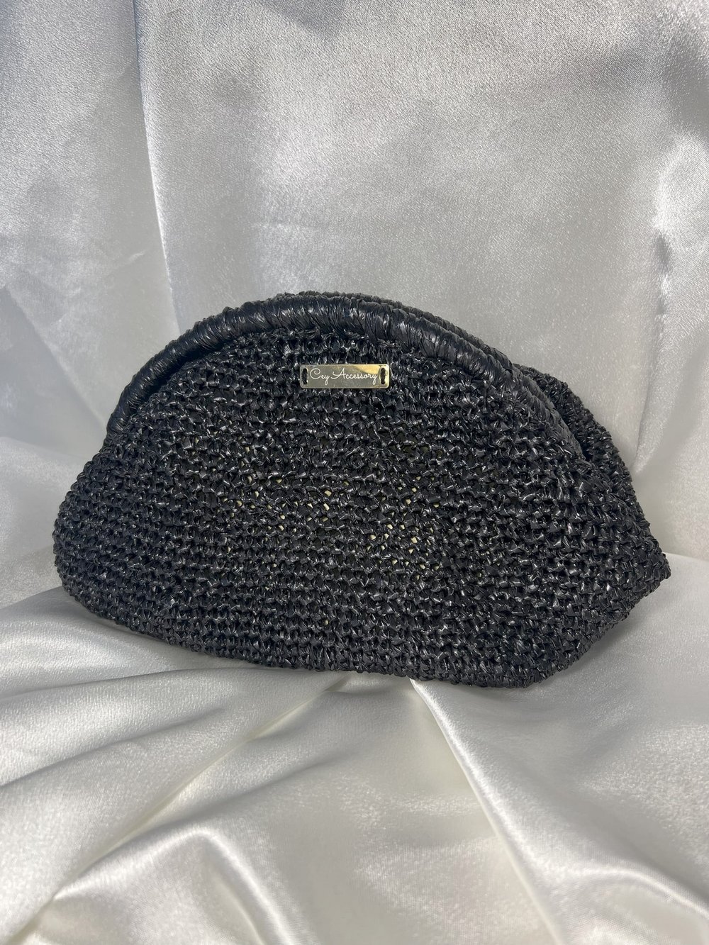 KAĞIT İP CLUTCH HAND MADDE ÇANTA (SİYAH)