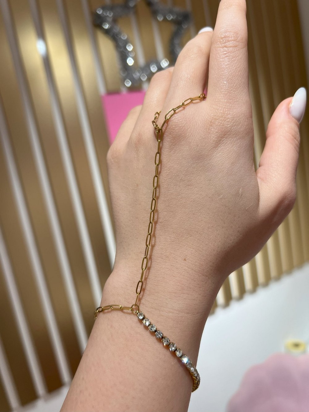 TAŞ DETAYLI ŞAHMERAN - GOLD