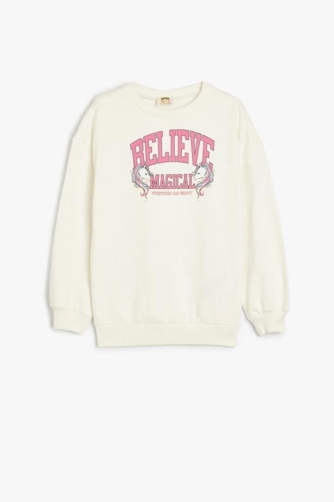 Koton Kız Çocuk Sweatshirt Unicorn Baskılı Bisiklet Yaka Uzun Kollu