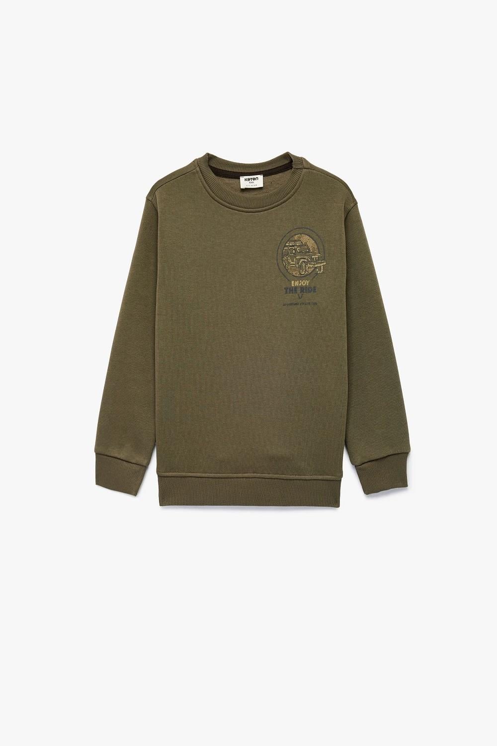 Koton Erkek Çocuk Şardonlu Uzun Kollu Bisiklet Yaka Baskılı Sweatshirt