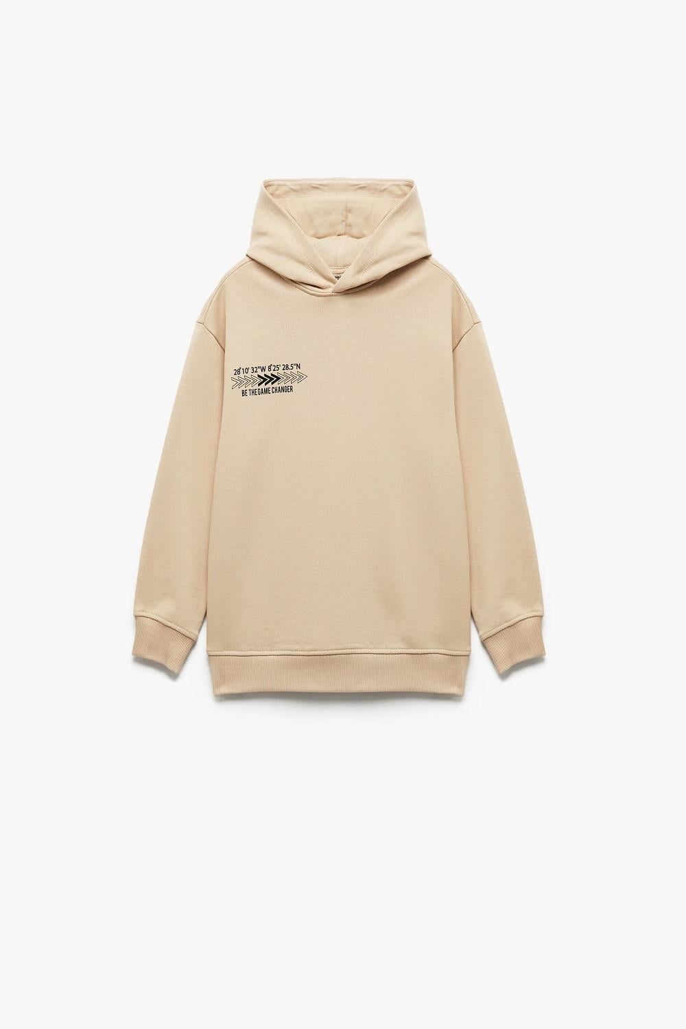 Koton Erkek Çocuk Şardonlu Uzun Kollu Pamuklu Baskılı Oversize Kapşonlu Sweatshirt