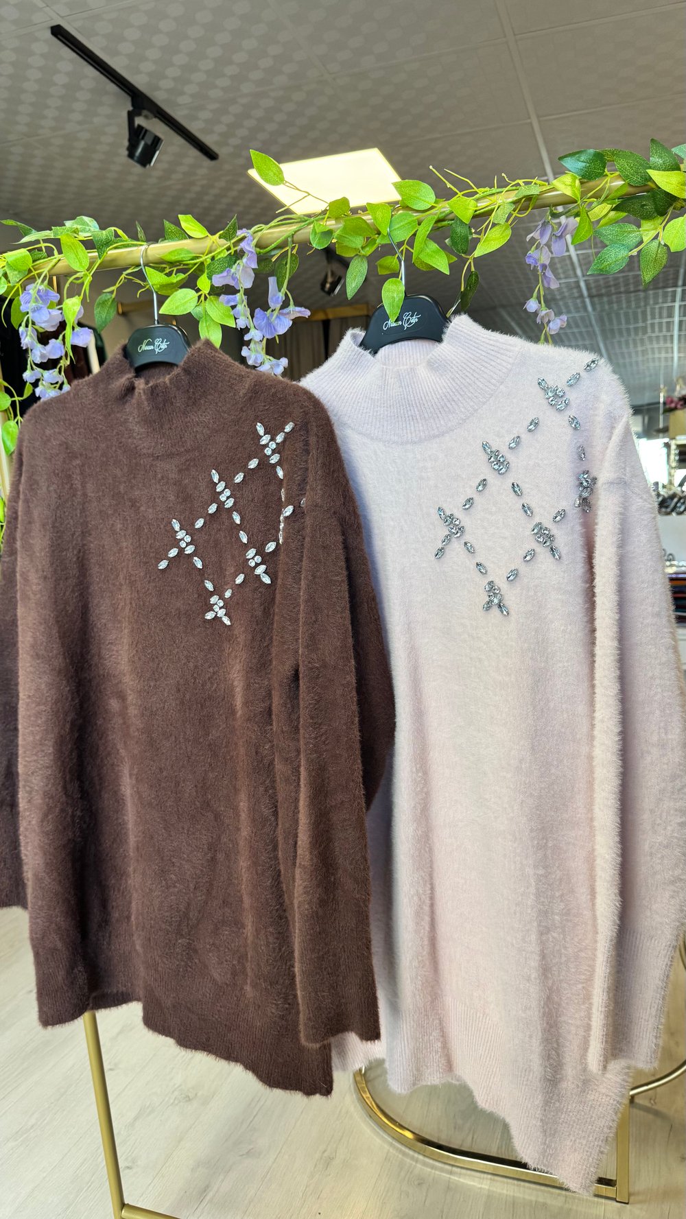 Geometrik Taş İşlemeli Triko Tunik - 1452