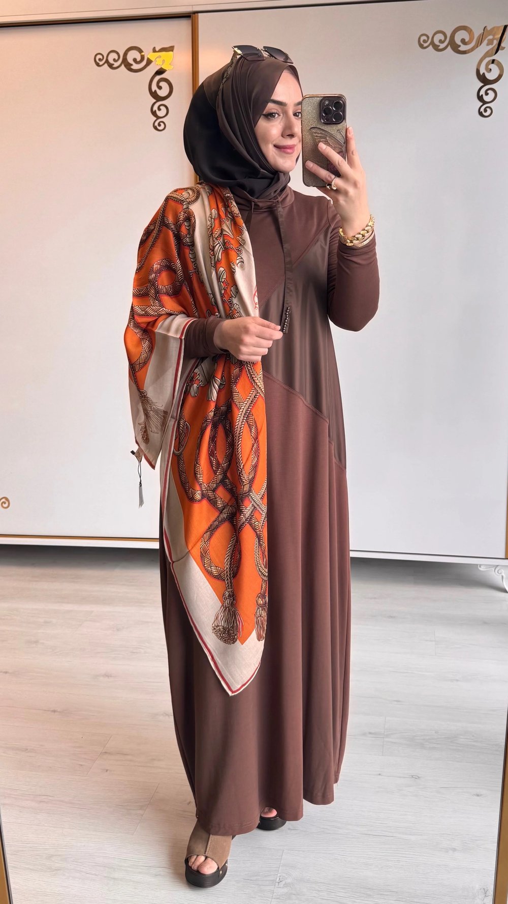 Nurcan Çetin Elbise Kahverengi - 1237