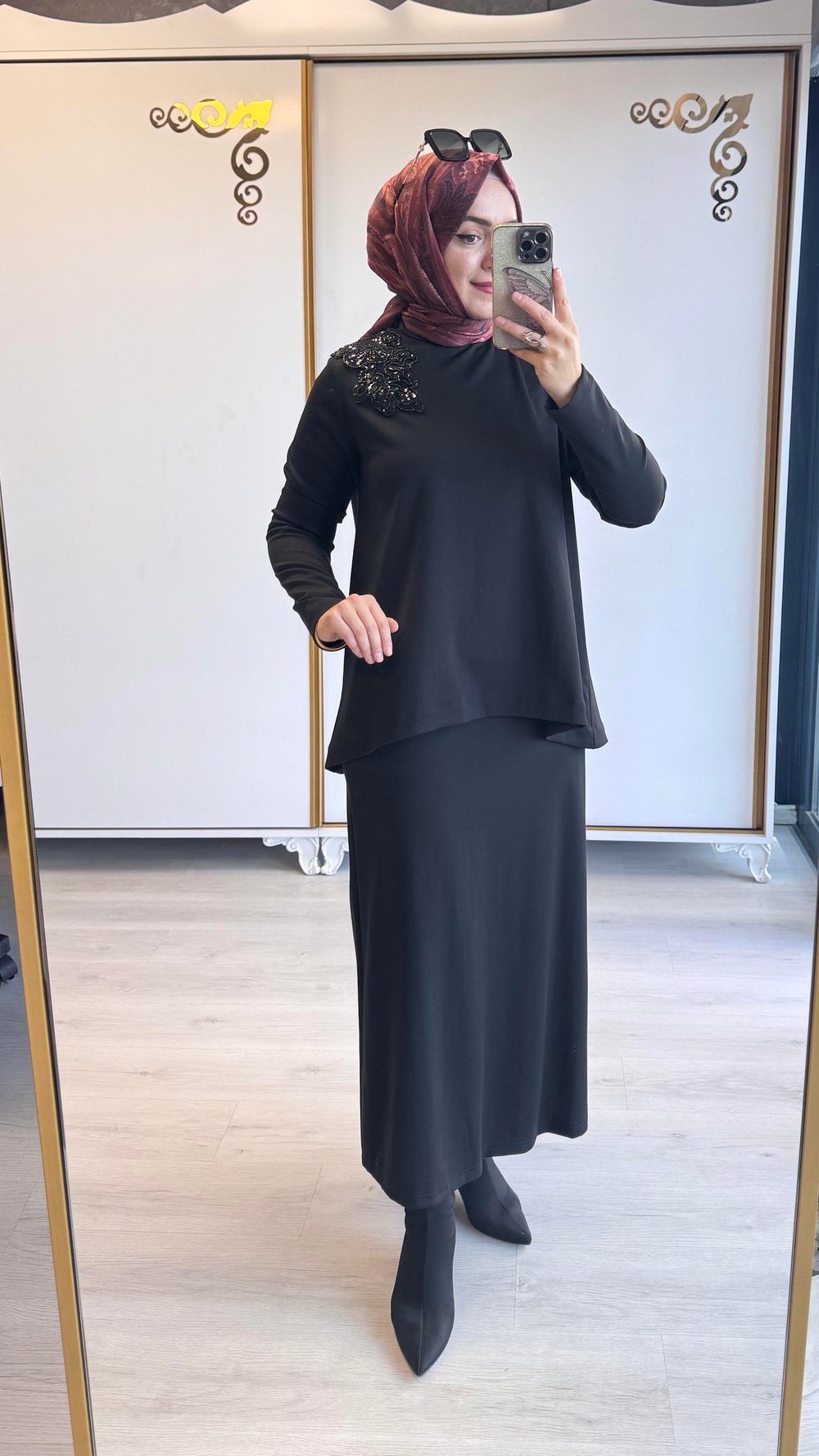 Nurcan Çetin Kalem Etekli Takım Siyah