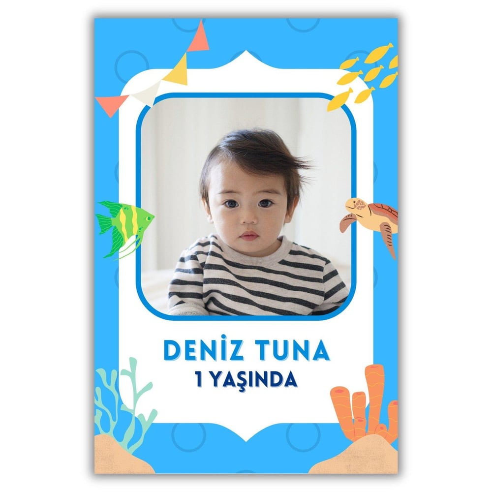 Deniz Temalı Kalın Doğum Günü Magneti