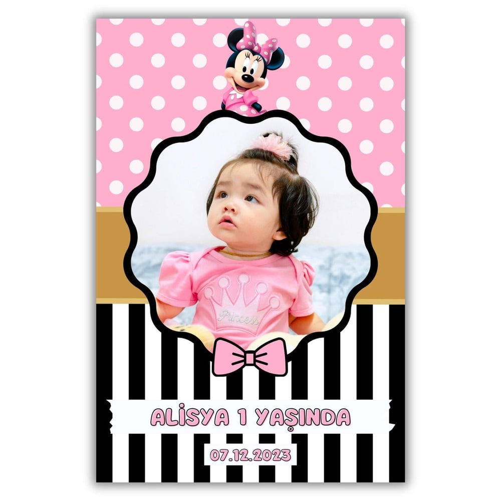 Minnie Mouse Temalı Kalın Doğum Günü Magneti